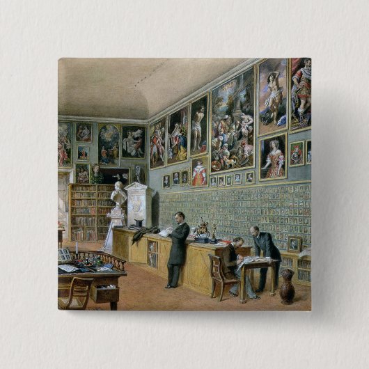 De bibliotheek vierkante button 5,1 cm (Voorkant)