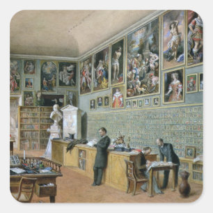 De bibliotheek vierkante sticker