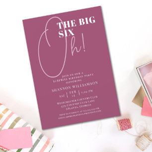 De Big 60th Surprise Pink Birthday Invitation Kaart