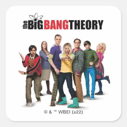 De Big Bang Theory Karakters Vierkante Sticker (Voorkant)
