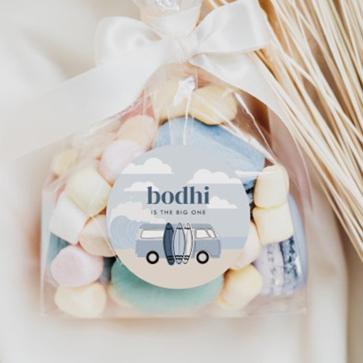 De Big One Boys' Beach Surf Verjaardag Ronde Sticker
