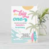 De Big One Retro Surf 1e verjaardag Kaart (Staand voorkant)