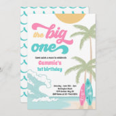 De Big One Retro Surf 1e verjaardag Kaart (Voorkant / Achterkant)