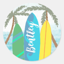 De Big One Surfboard Cupcake Topper Sticker