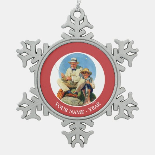 De Big One vangen Tin Sneeuwvlok Ornament (Voorkant)