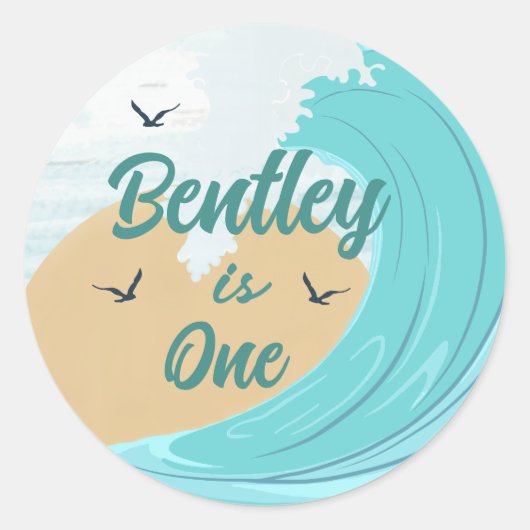 De Big One Wave Cupcake Favor Sticker (Voorkant)