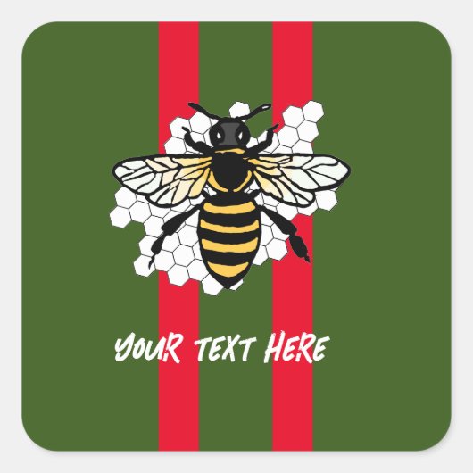 De bij vierkante sticker (Voorkant)