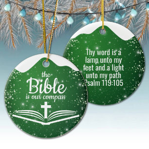 De Bijbel is ons kompas Bijbelvers Festive ⛪️🎄 Keramisch Ornament