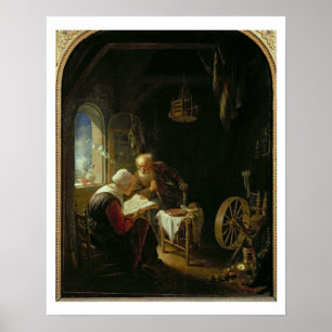 De Bijbelles of Anne en Tobias (olie op het paneel Poster