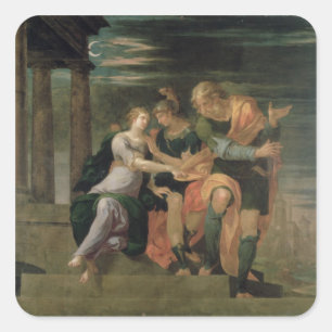 De bijeenkomst van Theagenes en Chariclea Vierkante Sticker