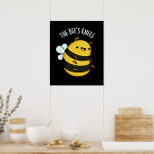 De bijen Knees Funny Bumble Bee Pun Dark BG Poster (Keuken)