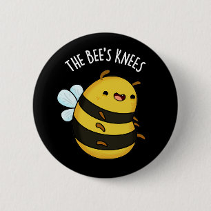 De bijen Knees Funny Bumble Bee Pun Dark BG Ronde Button 5,7 Cm