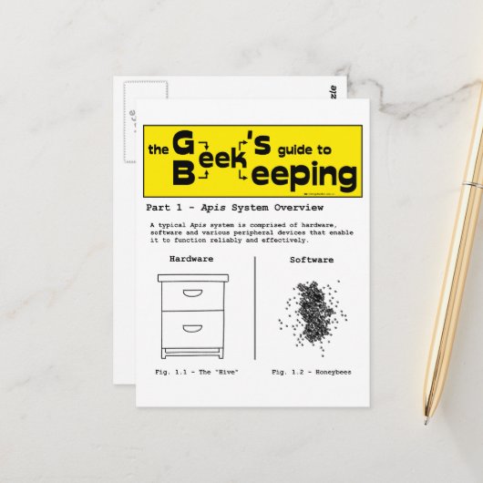 De bijenteelt van de geek (het Overzicht van het S Briefkaart (Voorkant / Achterkant in situ)