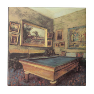 De biljartkamer bij Menil Hubert door Edgar Degas Tegeltje