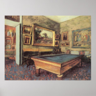De biljartkamer in Menil Hubert door Edgar Degas Poster