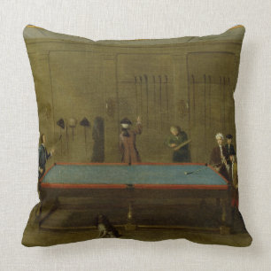 De Billiard Room (olie op doek) Kussen