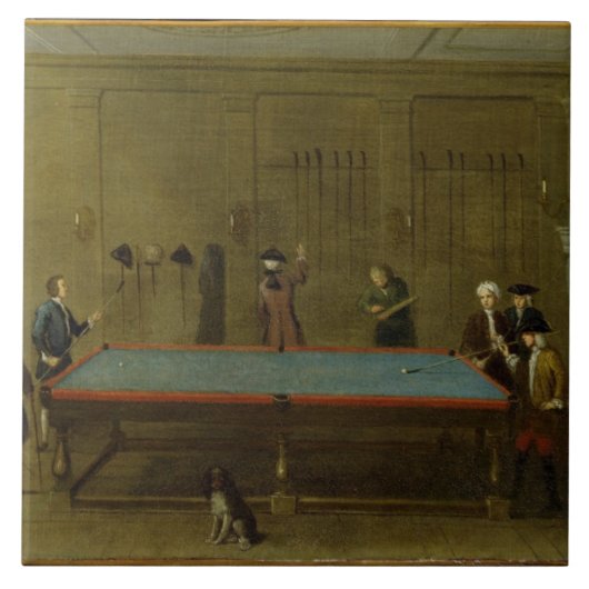 De Billiard Room (olie op doek) Tegeltje (Voorkant)