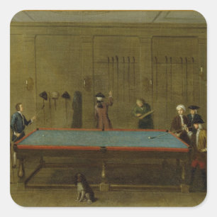 De Billiard Room (olie op doek) Vierkante Sticker