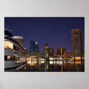 De binnenhaven bij nacht poster