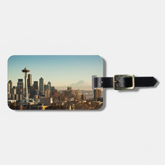 De binnenstad van Seattle skyline en Space Needle Bagagelabel (Voorkant horizontaal)