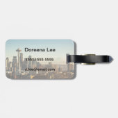 De binnenstad van Seattle skyline en Space Needle Bagagelabel (Achterkant horizontaal)