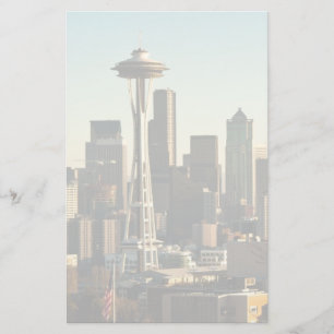 De binnenstad van Seattle skyline en Space Needle Briefpapier