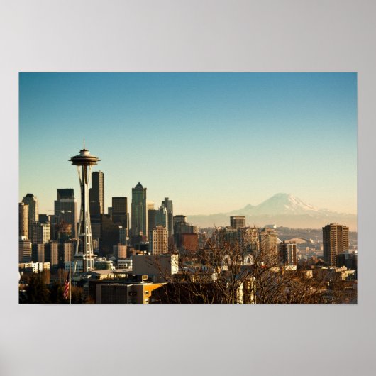 De binnenstad van Seattle skyline en Space Needle Poster (Voorkant)