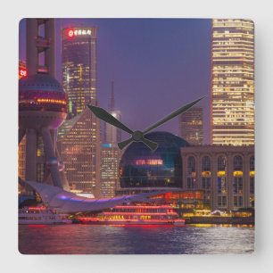 De binnenstad van shanghai, China Vierkante Klok
