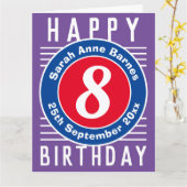 De Birthday Kaart van het kind met Leeftijd, Naam, (Gele Bloem)