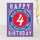 De Birthday Kaart van het kind met Leeftijd, Naam, (Gele Bloem)