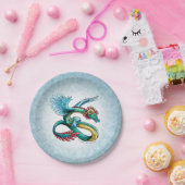 De Birthstone Dragon van december: Turquoise Papieren Bordje (Feest)