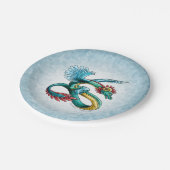 De Birthstone Dragon van december: Turquoise Papieren Bordje (Gekanteld)