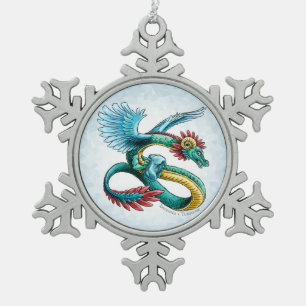 De Birthstone Dragon van december: Turquoise Tin Sneeuwvlok Ornament
