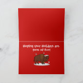 De Bizon van de cartoon met het Pet van de Feestdagen Kaart (Binnen)