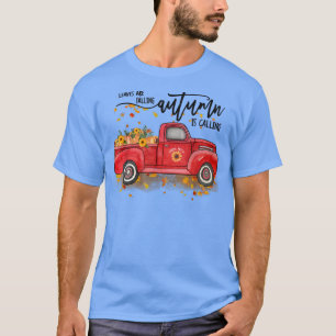 De bladeren dalen de herfst roept, herfst rood T T-shirt