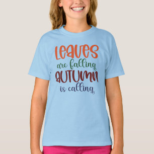 De bladeren vallen in de herfst is het wachten sei t-shirt