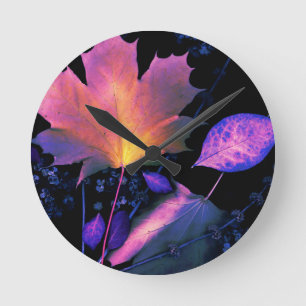 De Bladeren van de herfst in Neon Ronde Klok