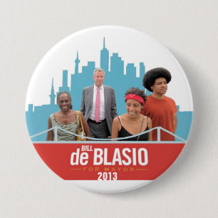 De Blasio voor burgemeester Ronde Button 7,6 Cm