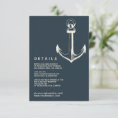 De blauwe anchor | Details van de bruiloft Kaart (Staand voorkant)