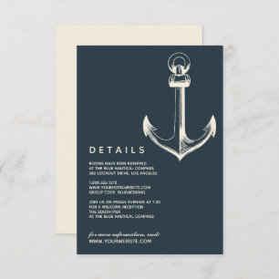 De blauwe anchor Details van de bruiloft Kaart