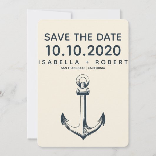De blauwe anchor | Weddenschap Save the Date (Voorkant)