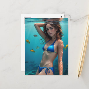 De Blauwe Bikini Dame Briefkaart