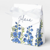 De blauwe bloemen van Delphinium Bedankdoosjes (Voorkant Zijde)