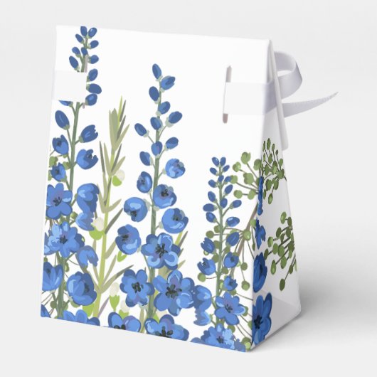 De blauwe bloemen van Delphinium Bedankdoosjes (Achterkant)