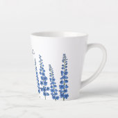 De blauwe bloemen van Delphinium Latte Mok (Rechts)