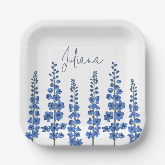 De blauwe bloemen van Delphinium Papieren Bordje (Voorkant)