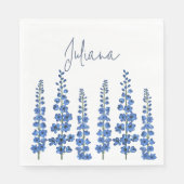 De blauwe bloemen van Delphinium Servet (Voorkant)