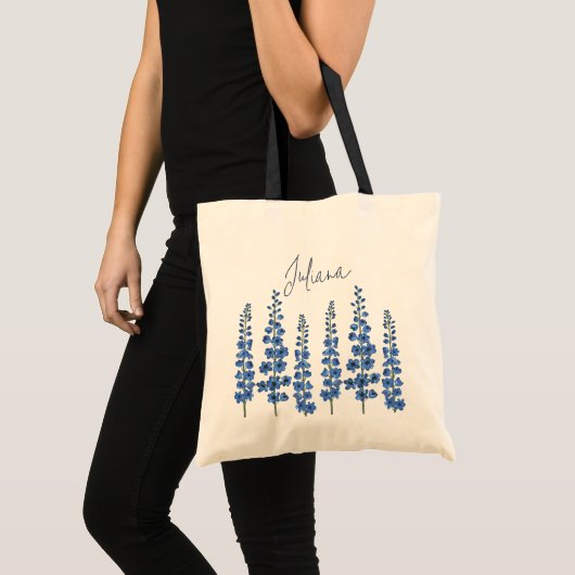 De blauwe bloemen van Delphinium Tote Bag (Voorkant (product))