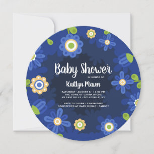 De blauwe BloemenUitnodiging van het Baby shower Kaart