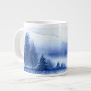 De blauwe Bomen van de Pijnboom van de Waterverf Jumbo Mok